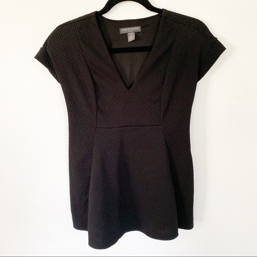 A Pea In The Pod maternity Black Peplum Top Sz Xs